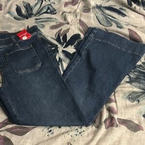 SPANX Blue Flare Wide Leg Jeans